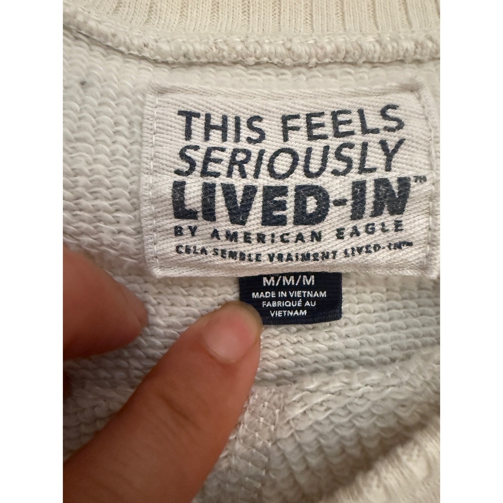 American Eagle Seriously Lived-In Sweatshirt Womens Medium Cream Raglan Pullover - Picture 3 of 6